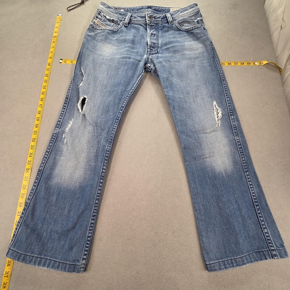 Diesel Zaf Special Jeans Mens 32x34 Blue Altered‎ Hem Med Wash Bootcut 0089X